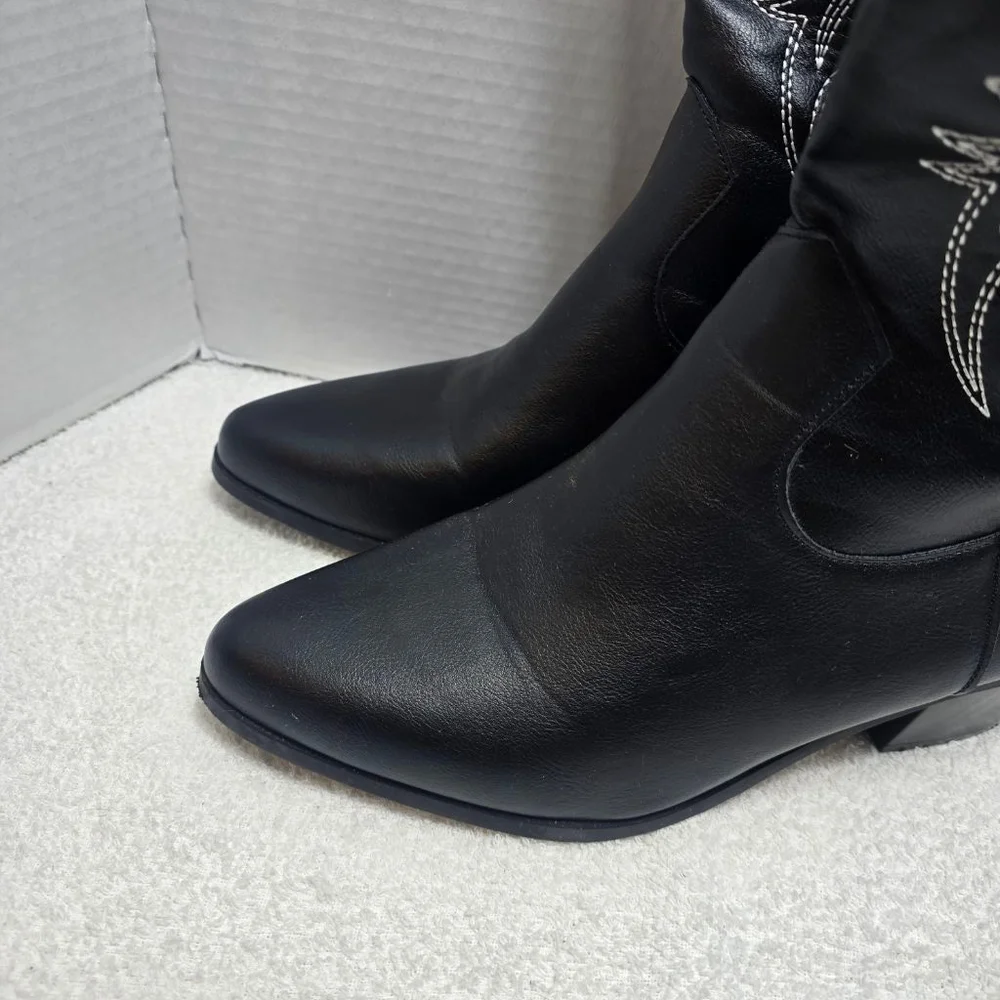Women's Unbranded Black and White Heeled Cowboy Boots Size 9 - Picture 3 of 10